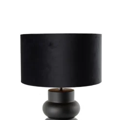 Design tafellamp zwart 17 cm velours kap zwart met goud 35 cm - Alisia