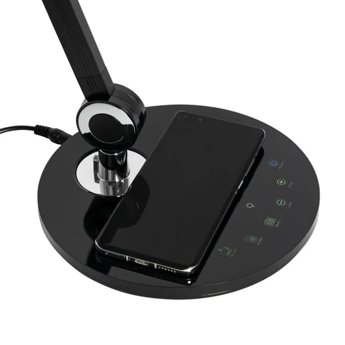 Design tafellamp zwart incl. LED met touch en inductielader - Don