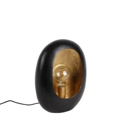 Design tafellamp zwart met gouden binnenkant 36 cm - Cova
