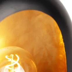 Design tafellamp zwart met gouden binnenkant 36 cm - Cova