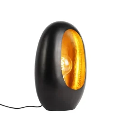 Design tafellamp zwart met gouden binnenkant 36 cm - Cova