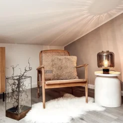 Design tafellamp zwart met smoke glas - Qara