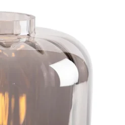 Design tafellamp zwart met smoke glas - Qara