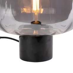 Design tafellamp zwart met smoke glas - Qara