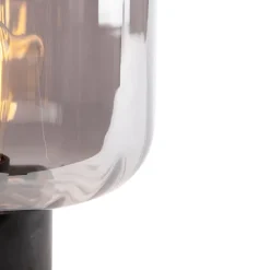 Design tafellamp zwart met smoke glas - Qara