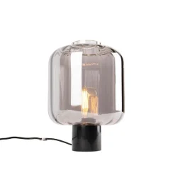 Design tafellamp zwart met smoke glas - Qara