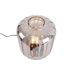 Design tafellamp zwart met smoke glas - Qara