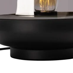 Design tafellamp zwart met goud en smoke glas - Kyan