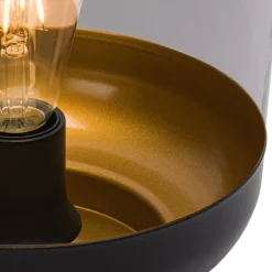 Design tafellamp zwart met goud en smoke glas - Kyan