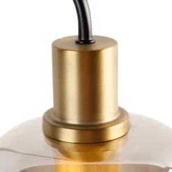 Design tafellamp zwart met goud en smoke glas - Zuzanna