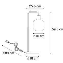 Design tafellamp zwart met goud en smoke glas - Zuzanna