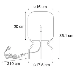 Design tafellamp zwart met smoke glas - Bliss