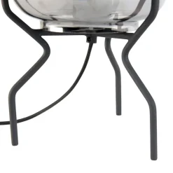 Design tafellamp zwart met smoke glas - Bliss