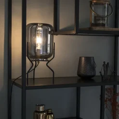 Design tafellamp zwart met smoke glas - Bliss