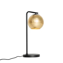 Design tafellamp zwart met goud glas - Bert