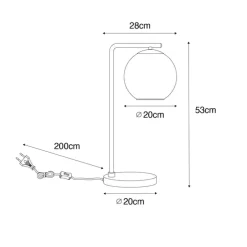 Design tafellamp zwart met goud glas - Bert