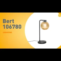 Design tafellamp zwart met goud glas - Bert