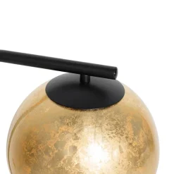 Design tafellamp zwart met goud glas - Bert