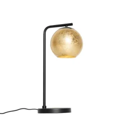 Design tafellamp zwart met goud glas - Bert
