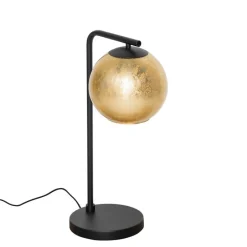 Design tafellamp zwart met goud glas - Bert