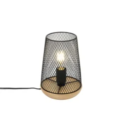 Design tafellamp zwart met hout - Bosk