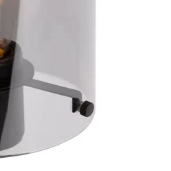 Design tafellamp zwart met smoke glas op standaard - Dome
