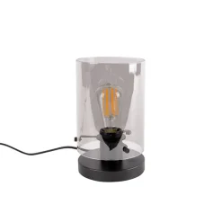 Design tafellamp zwart met smoke glas - Dome