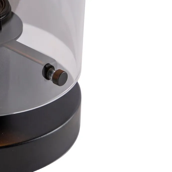 Design tafellamp zwart met smoke glas - Dome