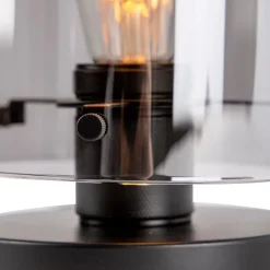 Design tafellamp zwart met smoke glas - Dome