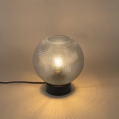 Design tafellamp zwart met smoke glas - Chico