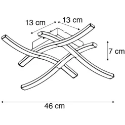 Design vierkante plafondlamp staal incl. LED - Onda
