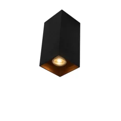 Design vierkante wandlamp zwart met gouden binnenkant - Sab