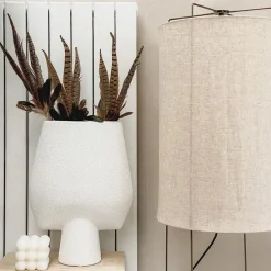 Design vloerlamp beige linnen kap - Rich