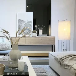 Design vloerlamp beige linnen kap - Rich