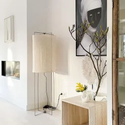 Design vloerlamp beige linnen kap - Rich