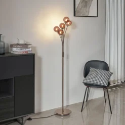 Design vloerlamp brons met brons glas 5-lichts - Athens