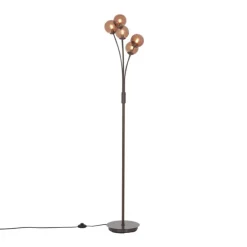 Design vloerlamp brons met brons glas 5-lichts - Athens