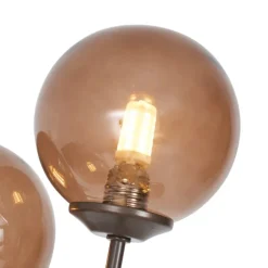 Design vloerlamp brons met brons glas 5-lichts - Athens