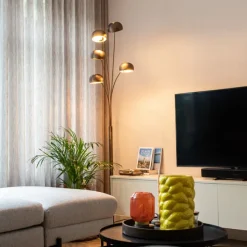 Design vloerlamp donkerbrons met goud 5-lichts - Sixties Marmo