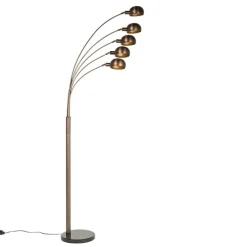 Design vloerlamp donkerbrons met goud 5-lichts - Sixties Marmo