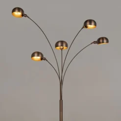 Design vloerlamp donkerbrons met goud 5-lichts - Sixties Marmo