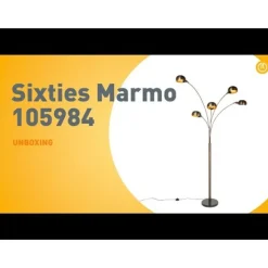 Design vloerlamp donkerbrons met goud 5-lichts - Sixties Marmo