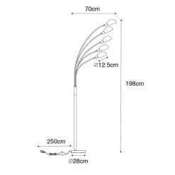 Design vloerlamp donkerbrons met goud 5-lichts - Sixties Marmo