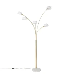 Design vloerlamp messing met opaal glas 5-lichts - Sixties Marmo