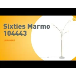 Design vloerlamp messing met opaal glas 5-lichts - Sixties Marmo