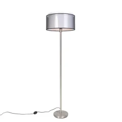 Design vloerlamp staal met zwart-wit kap 47 cm - Simplo