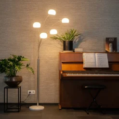 Design vloerlamp staal met opaal glas 5-lichts - Sixties Marmo