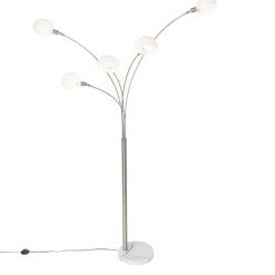 Design vloerlamp staal met opaal glas 5-lichts - Sixties Marmo
