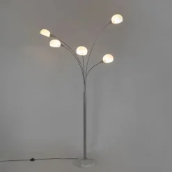 Design vloerlamp staal met opaal glas 5-lichts - Sixties Marmo
