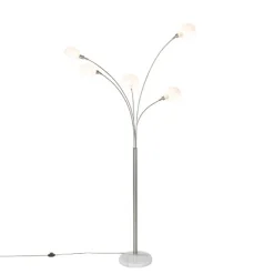 Design vloerlamp staal met opaal glas 5-lichts - Sixties Marmo